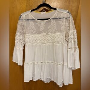 Elegant Lace White Women's Top